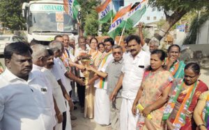 ராஜீவ் காந்தி நினைவு ஜோதி யாத்திரைக்கு ஐ.என்.டி.யூ.சி.சார்பாக வரவேற்பு