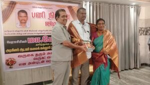 ஓய்வு பெற்ற கல்லூரி தமிழ்த்துறைத் தலைவருக்கு பணி நிறைவு பாராட்டு விழா