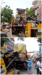 திருவொற்றியூர் வடிவுடையம்மன் கோவில் தெருவில் ஆக்கிரமித்து உள்ள 22 நடைபாதை கடைகள் அபராதத்துடன் அகற்றம்